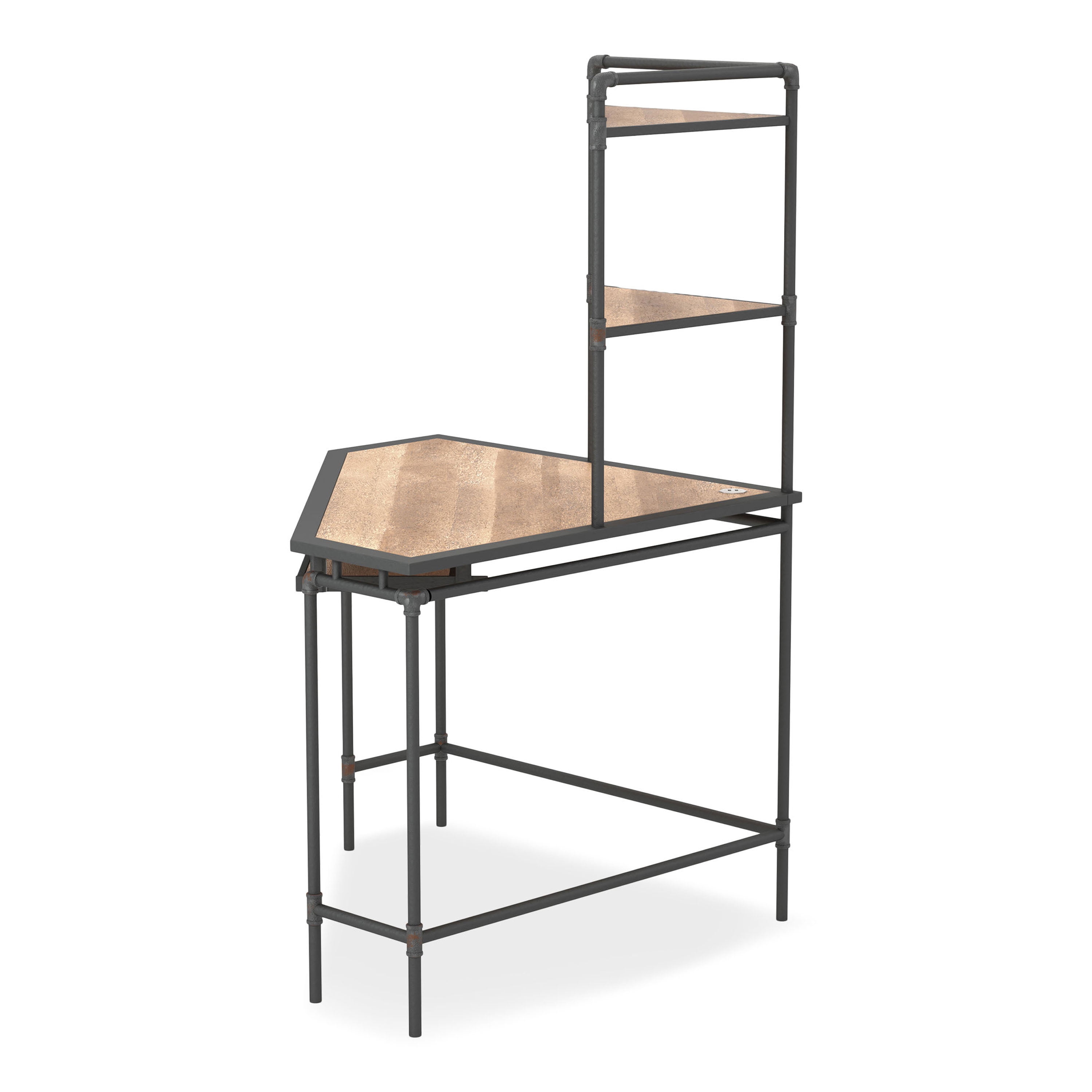 Furniture of America Stod Corner Desk with USB Plug, Black and Copper