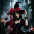 thumbnail image 2 of Yuncity Halloween Womens Witch Hat Gothic Mesh Bow Cosplay Holiday Party Accessory Vintage Stylish Theme Headwear, 2 of 4