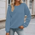 thumbnail image 2 of UJNDER Women's Solid Color Crewneck Sweatshirt Long Sleeve Casual Pullover Fall Winter Basic Sweatshirts for Women Light Blue M, 2 of 9