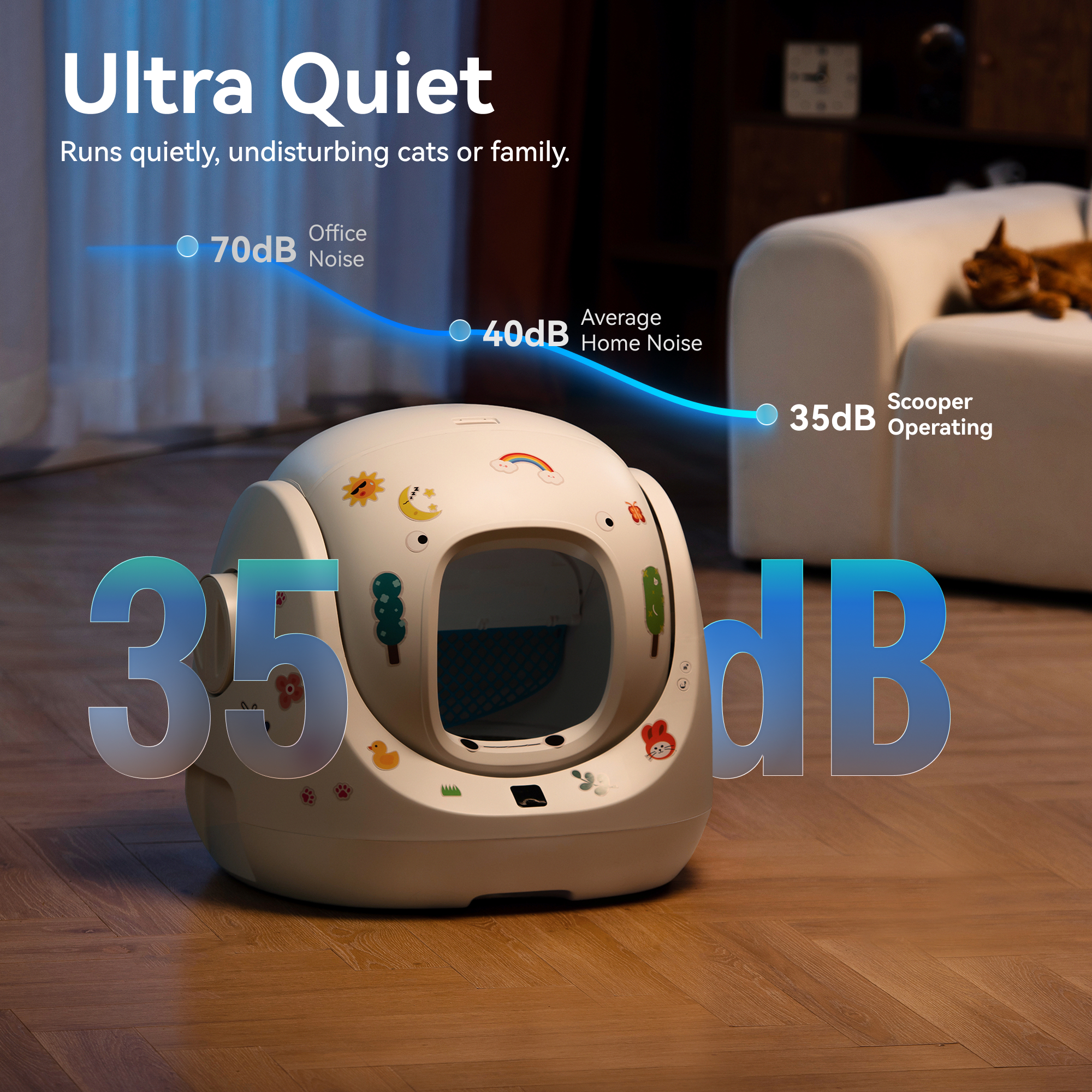CATLINK 70L Automatic Self-Cleaning Cat Litter Box for Multiple Cats with APP, Odor Control, Health Monitoring, Extra Large