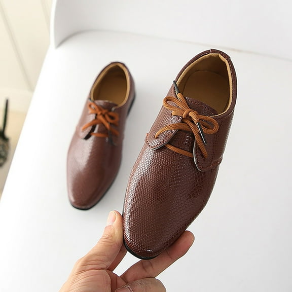 HCYSFG Boys Dress Shoes Solid Color Oxford Shoes Leather Classic School Uniform Flat Loafers Elegant Performance Shoes Kids