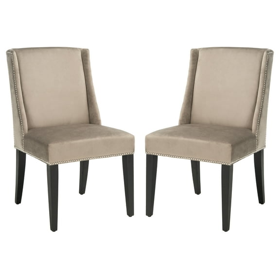 SAFAVIEH Humphry Contemporary Cotton Solid Dining Side Chair, Mushroom (Set of 2)