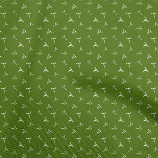 oneOone Polyester Spandex Green Fabric Bird Sewing Material Print Fabric By The Yard 56 Inch Wide