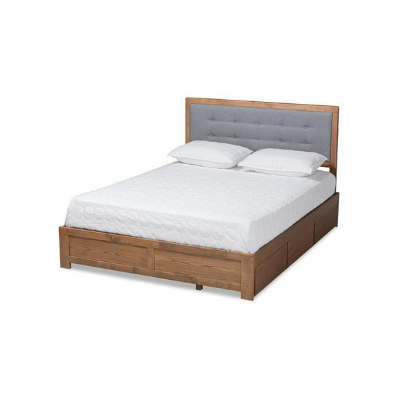 Baxton Studio Ash Walnut Brown Finished Wood King Size 3-Drawer Platform Storage Bed