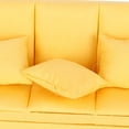thumbnail image 3 of M Buder 1:12 Doll House Mini Sofa with 3pcs Pillow Living Room Furniture Wooden Decoration Accessories, Yellow (5.9 inches / 15 cm), 3 of 9