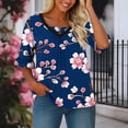 thumbnail image 2 of Womens Plus Size Gradient Color V Neck Ruffle Trim Short Sleeve Blouses Loose Casual Tunic Tees Summer Work Beach Vacation Tops,Black,XXXXXL, 2 of 6