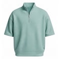 thumbnail image 5 of Waffle Polo Shirts for Men Summer Casual Fashion Short Sleeve Stand Collar Quarter Zip Pullover Plain Tshirts, 5 of 5