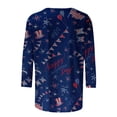 thumbnail image 5 of Camiseta estampada a la moda para mujer, blusa de manga 3/4 de longitud media, cuello redondo, camisetas informales Pompotops  FGAJ2493, 5 of 5