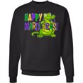 thumbnail image 2 of Inktastic Happy Mardi Gras Cute Alligator with Beads Adult Sweatshirt, 2 of 4