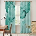 thumbnail image 4 of Turquoise Marble Kitchen Curtains 96 Inch Length, Nature Marble Stone Ripple Modern Art Grommet Top Bedroom Living Room Curtains, Light Filtering Cafe Curtain Drapes 2 Panels Set 104''x96'', 4 of 9