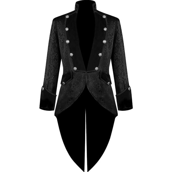 Gpaecead Festival Coat Men's Clothes Medieval Punk Long Sleeved Tailcoat Black