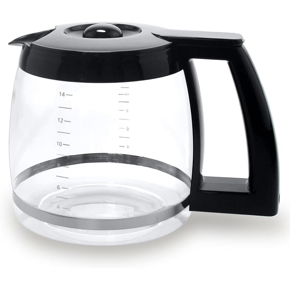 14-Cup Glass Replacement Coffee Carafe Compatible with Cuisinart Maker Models DCC-2200, DCC-2600, DCC-2800, DCC-3200, and DCC-3200P1, Pot Decanter Pitcher, Black Handle