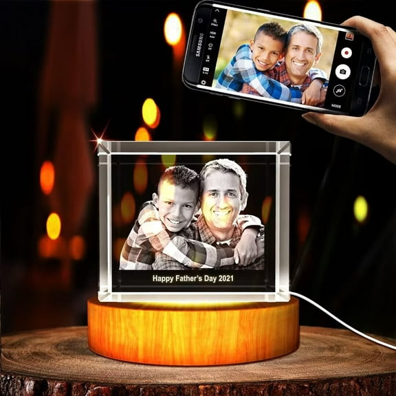 AISENIN Custom 5D Crystal Photo Fathers Day gifts Customized Gifts for Dad Him Custom Picture Gifts for DadBirthday,Fathers Day Memorial Picture Gift for Lovers.
