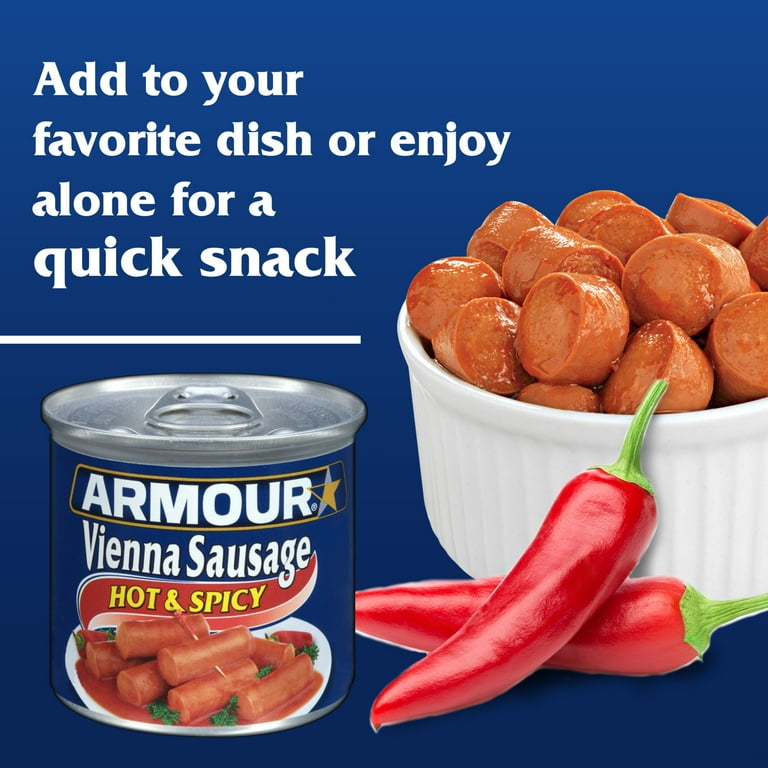 【アウレナ】炭酸HOT ホットフォーム 140ml 12本セット Armour Star Chicken, Beef & Pork Vienna Sausage, Hot & Spicy