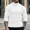 thumbnail image 2 of BLVB Mens Turtleneck Tops 2024 Casual Solid Color Stretch Long Sleeve Basic Shirts Plus Size Pullover Blouse White, 2 of 6