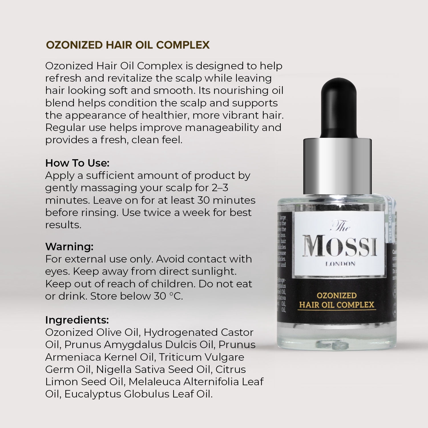 The Mossi London Ozonized Hair & Scalp Oil Complex – Nourishing Treatment – 30 ml