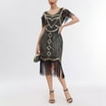 thumbnail image 4 of Bouanq Cocktail Dress 1920s Flapper Dress Long Fringe Dress Roaring 20s Sequin Beaded Dress Vintage Art Deco Dress Wedding Party Dresses, 4 of 9