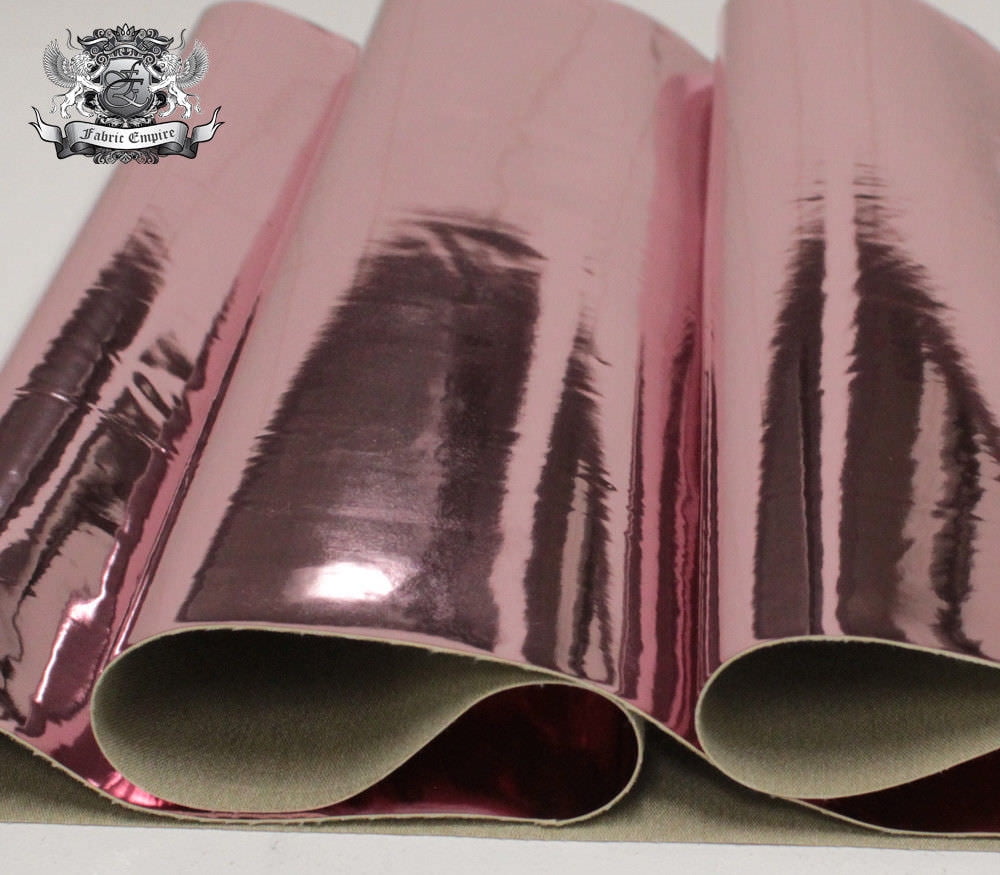 CHROME MIRROR Glossy Vinyl TPU Leatherettes Fabric Fake Leather 54" wide for Shoes Bags Clothing Upholstery Sewing Patchwork & Craft Applique (Sold by the Yard) - Light Pink