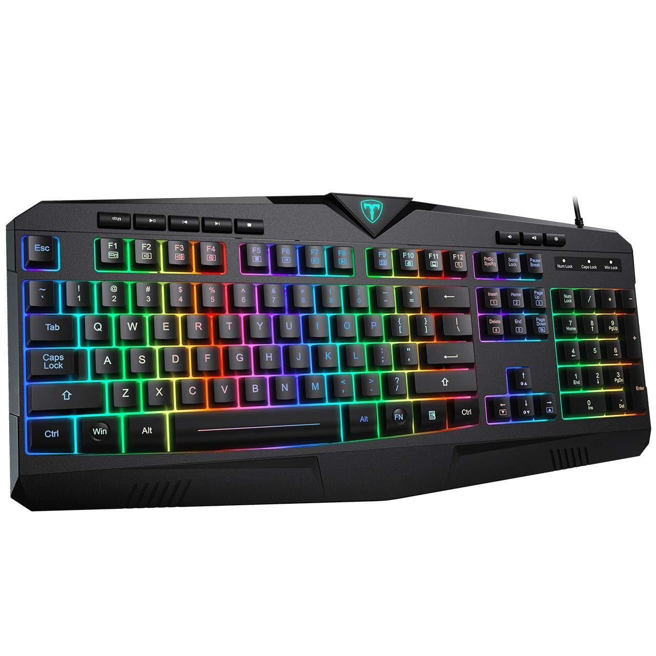 PICTEK RGB Gaming Keyboard  USB Wired Keyboard  Crater 