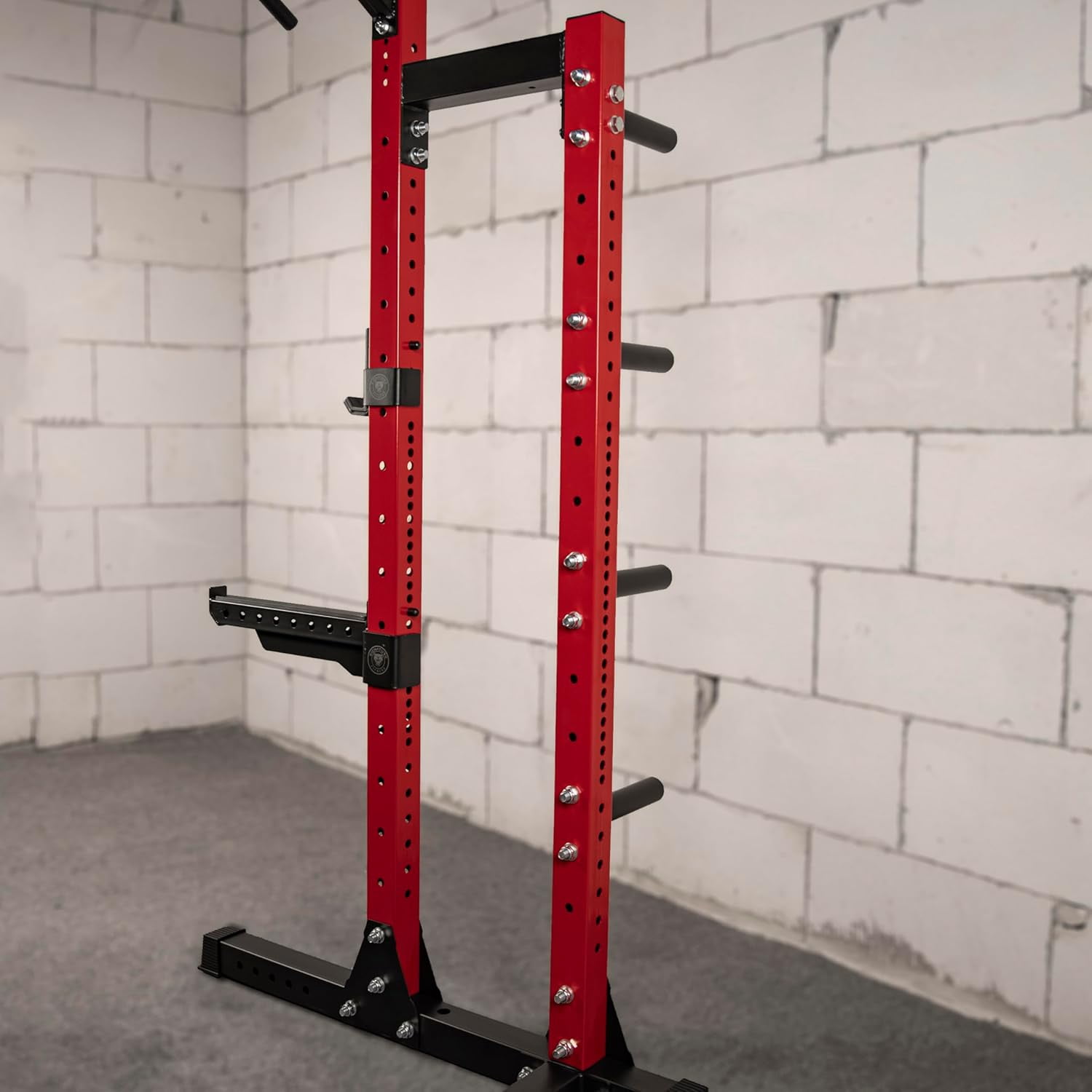 FlexWave HRCK1 Half Rack Conversion Kit, Red & Black, 3x3 Steel Add-On for Wall-Mount Squat Racks