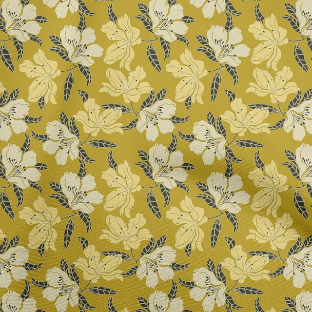 oneOone Tissu Polyester Spandex Jaune Fleurs Matériel de Robe Tissu Imprimé Tissu au Mètre 56 Pouces de Large