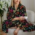thumbnail image 6 of Picia Music Notes Pattern Women’s Long-Sleeve Sleepwear Set - Soft 2-Piece Loungewear with Pockets, Comfy PJs for Relaxing Nights-Large, 6 of 7