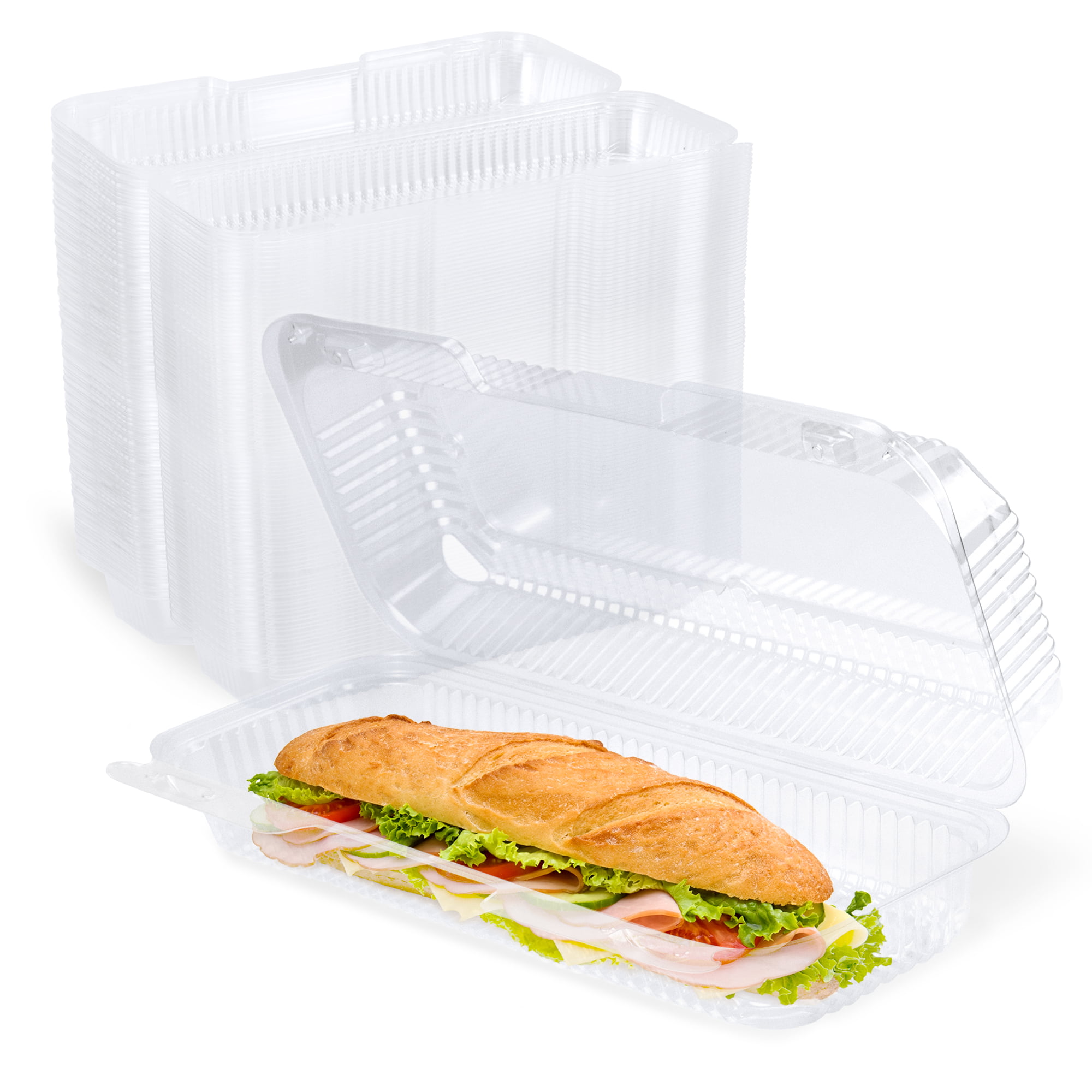 [250 Pack] Clear Hinged Plastic Containers - 8x8x3” Single Compartment  Clamshell Take Out Containers for Cake, Pastry, Salad - Disposable Plastic  Togo