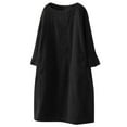 thumbnail image 1 of CEHVOM Robe Décontractée pour Femmes Grande Taille Col Rond Manches Longues en Velours Côtelé avec Poches, 1 of 3