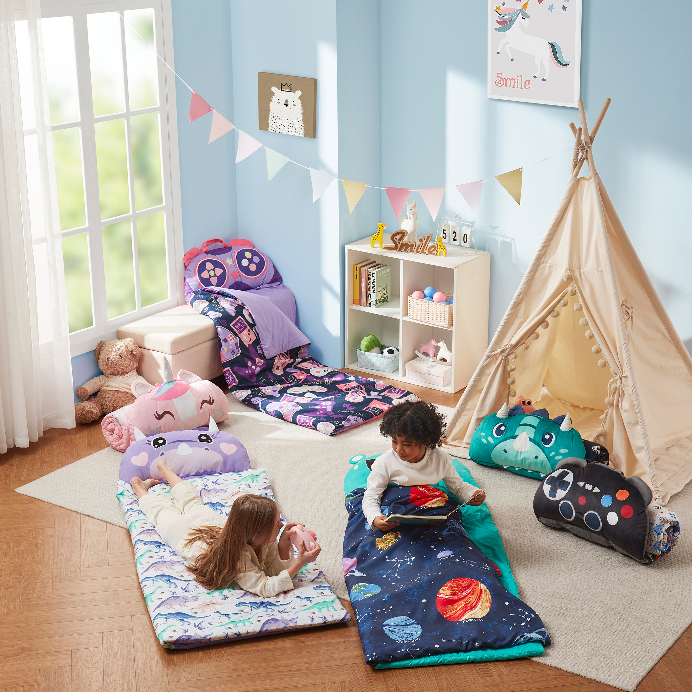 Your Zone Purple Dinosaur Glow in the Dark Kids Nap Mat, 24" x 70"