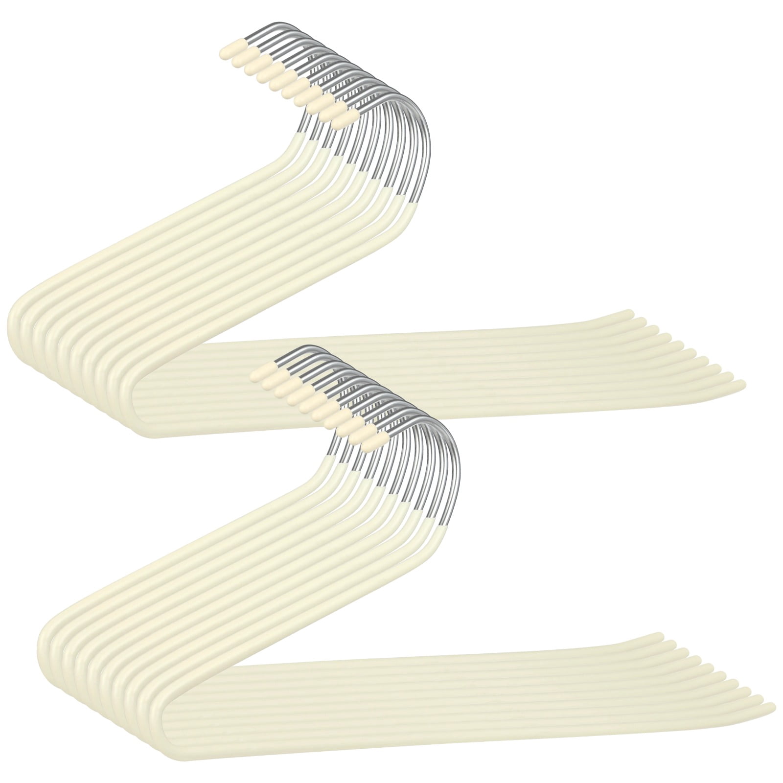 40 Pack Open-Ended Pants Hangers, 13.8 in Smooth Plastic Coated Non-Slip Open-Ended Hangers, White Space Saving Metal Heavy Duty Pants Organizer for Jeans, Trouser, Leggings, Slacks, Scarf