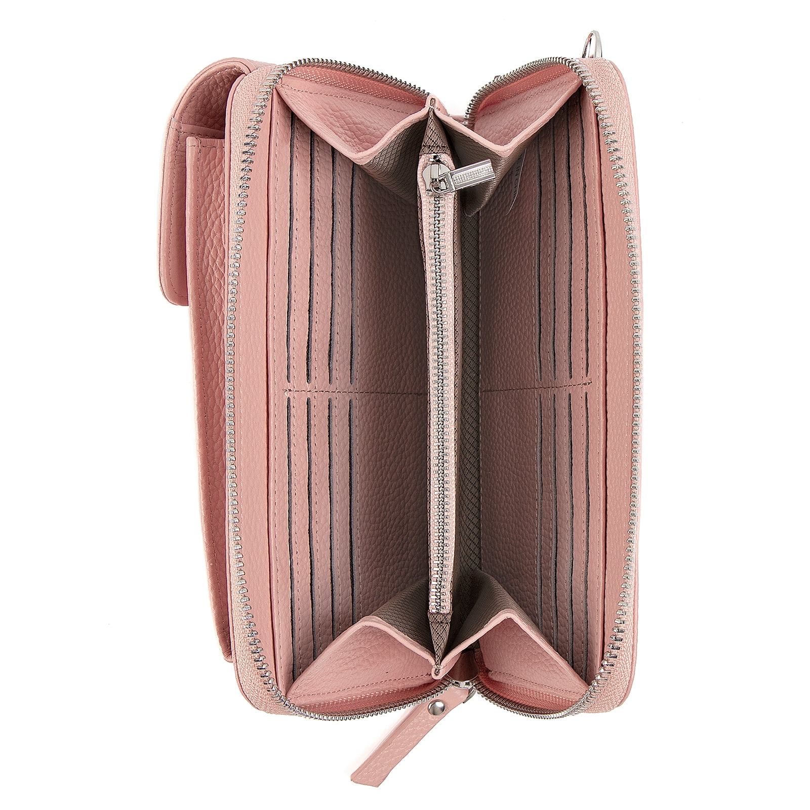 Pearl Angeli Women's Leather Mobile Phone Crossbody Cell Phone Bag RFID (Pink)