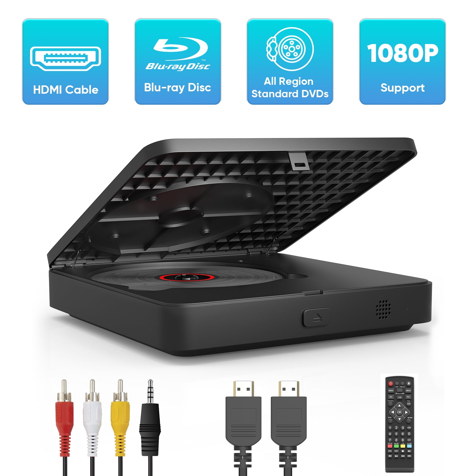 Blu Ray DVD Player with HDMI, Portable Blue ray Player for TV Mini