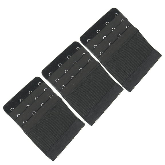 shngshifan Stretch Elastic Bra Extender, 4-Hook, Black (3-Pack)