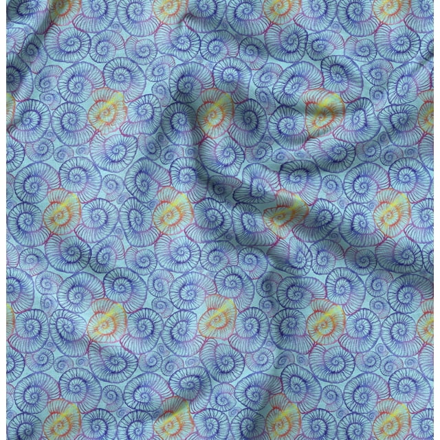 Soimoi Poly Georgette Fabric Shells Ocean Decor Fabric Printed Yard 42 Inch Wide