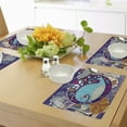 thumbnail image 4 of Ambesonne Whale Place Mats Set of 4, Bubble Waves Starfish, Standard Size, Purple Aqua, 4 of 6
