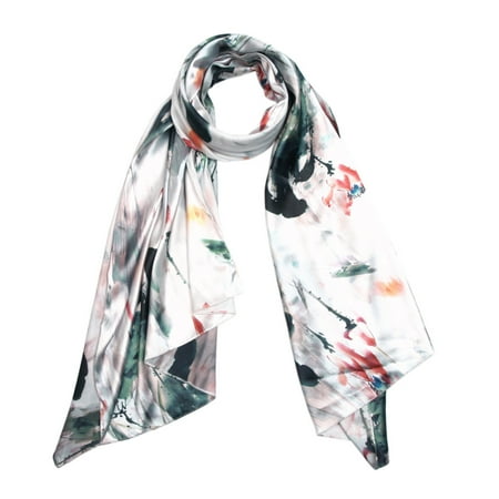 - TrendsBlue Elegant Artistic Floral Scenery Painting Silk Feel Fashion Scarf Wrap