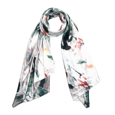 TrendsBlue Elegant Artistic Floral Scenery Painting Silk Feel Fashion Scarf