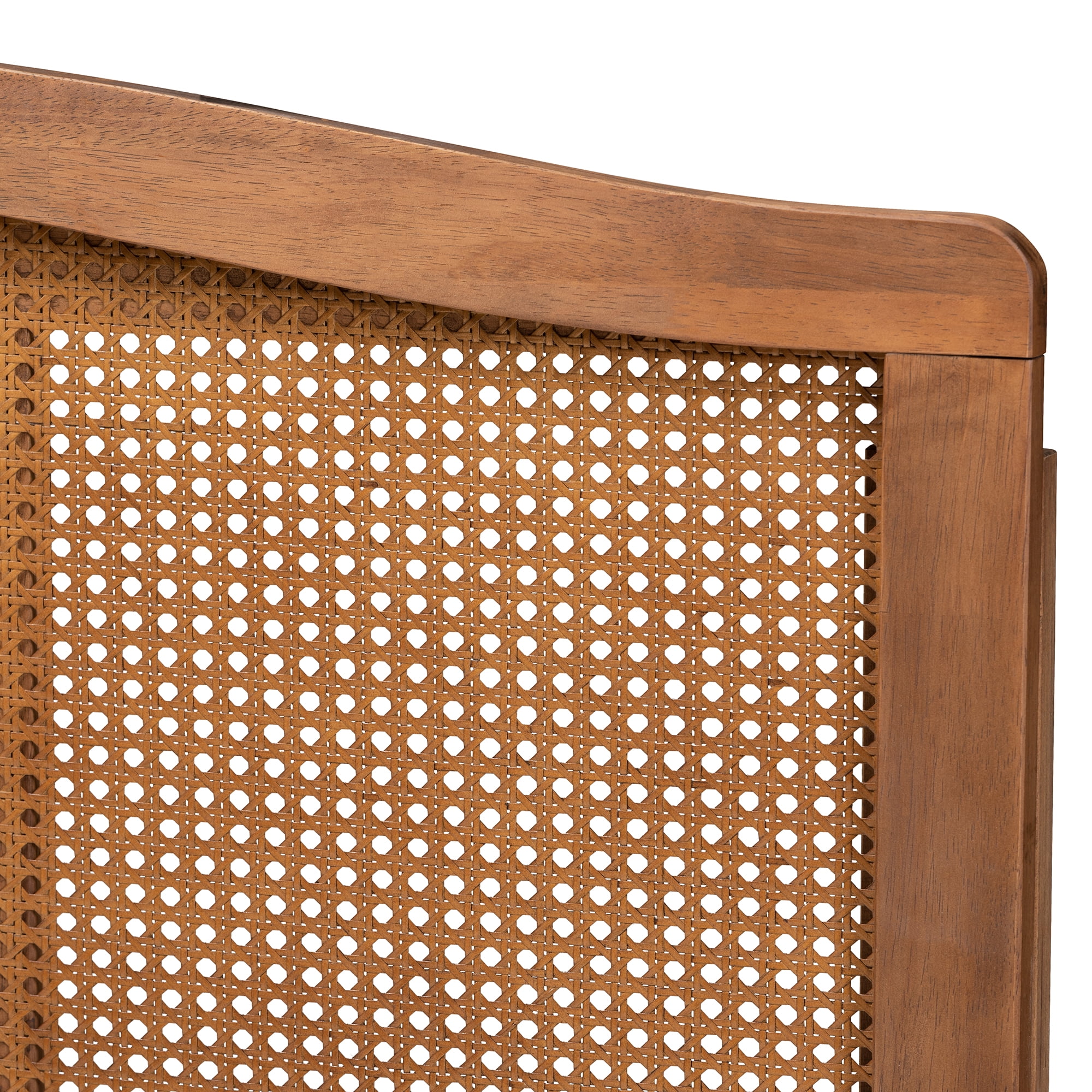 Baxton Studio Marieke Mid-Century Modern Ash Wanut Finished Wood and Synthetic Rattan Queen Size Headboard