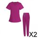 thumbnail image 1 of Conjunto De 2 Piezas Para Enfermera, Escote En V, Lavable A Máquina, Manga Corta, Talla S, Rosa Y Rojo, 1 of 7