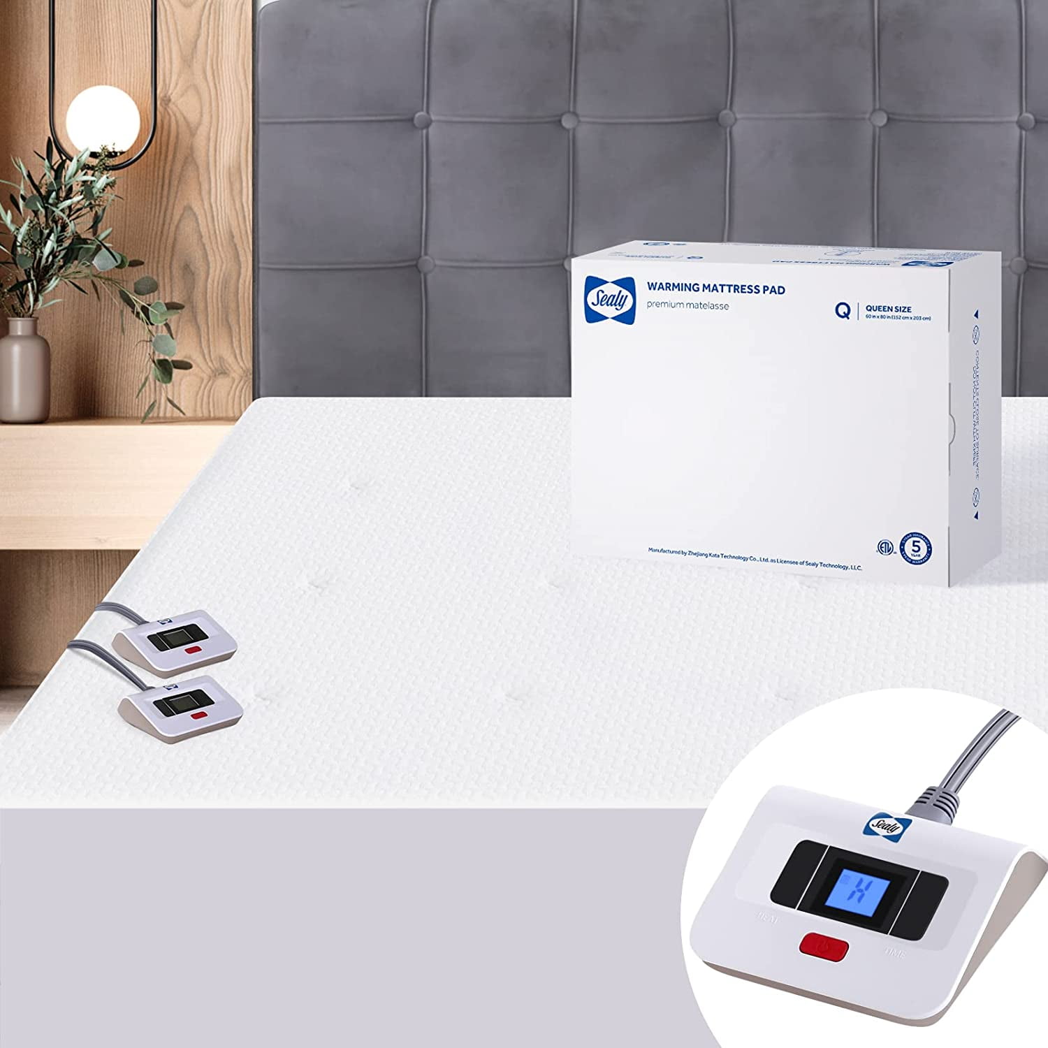 Sealy Heated Mattress Pad Queen Size 60x80 Inch Luxury Quilted