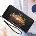 thumbnail image 6 of OIDERY Slim Zippered Purse with Wrist Strap Wallet with RFID Blocking for Women Autumn Harvest Pumpkins and Gourds Wooden Cart Valentine's Day, Mother's Day, Birthday Gifts, 6 of 10