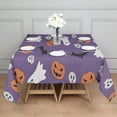 thumbnail image 3 of Purple Halloween Ghosts Skulls and Bats Square Tablecloth,Waterproof Square Table Cover,Wipeable Spillproof Washable Table Cover for Home Kitchen Party Decor 52"x52"(132x132cm), 3 of 6