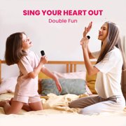 BONAOK Mini Karaoke Machine, Portable Karaoke Speaker with 2 Wilreless Microphones for Home Party, Birthday Gifts, Pink