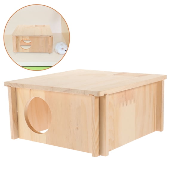 LULULION Comfortable Khaki Wooden Hamster Hideout Premium Pet Rest House