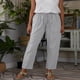 thumbnail image 2 of Pantalones casuales de mujer de algodón y lino con cordón en la espalda y cintura elástica con bolsillos C21037, 2 of 4