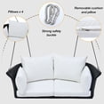 thumbnail image 2 of Hanging Porch Swing, 2-Seats Wicker Outdoor Patio Swing With Ropes for Courtyard & Garden, Black White, 2 of 5