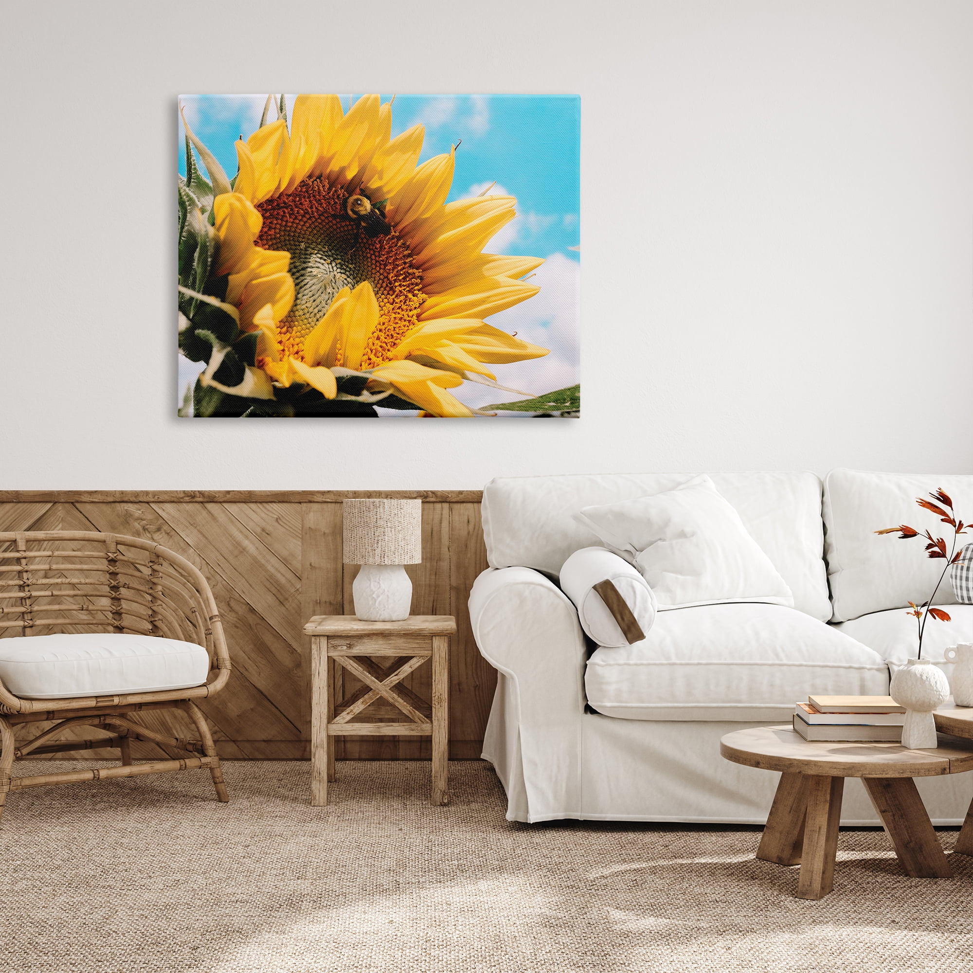 Stupell Industries Summer Sunflower Blossom Pollinating Honey Bee Photography Photograph Gallery Wrapped Canvas Print Wall Art, Design by Hey Bre! Creative Studio