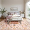 thumbnail image 2 of KoshiMe Washable Area Rug 5'x7', Non-Slip Soft Vintage Distress Floral Rugs for Living Room, Stain Resistant Low Pile Medallion Carpet for Dining Room Office, Light Pink Colorful, 2 of 9
