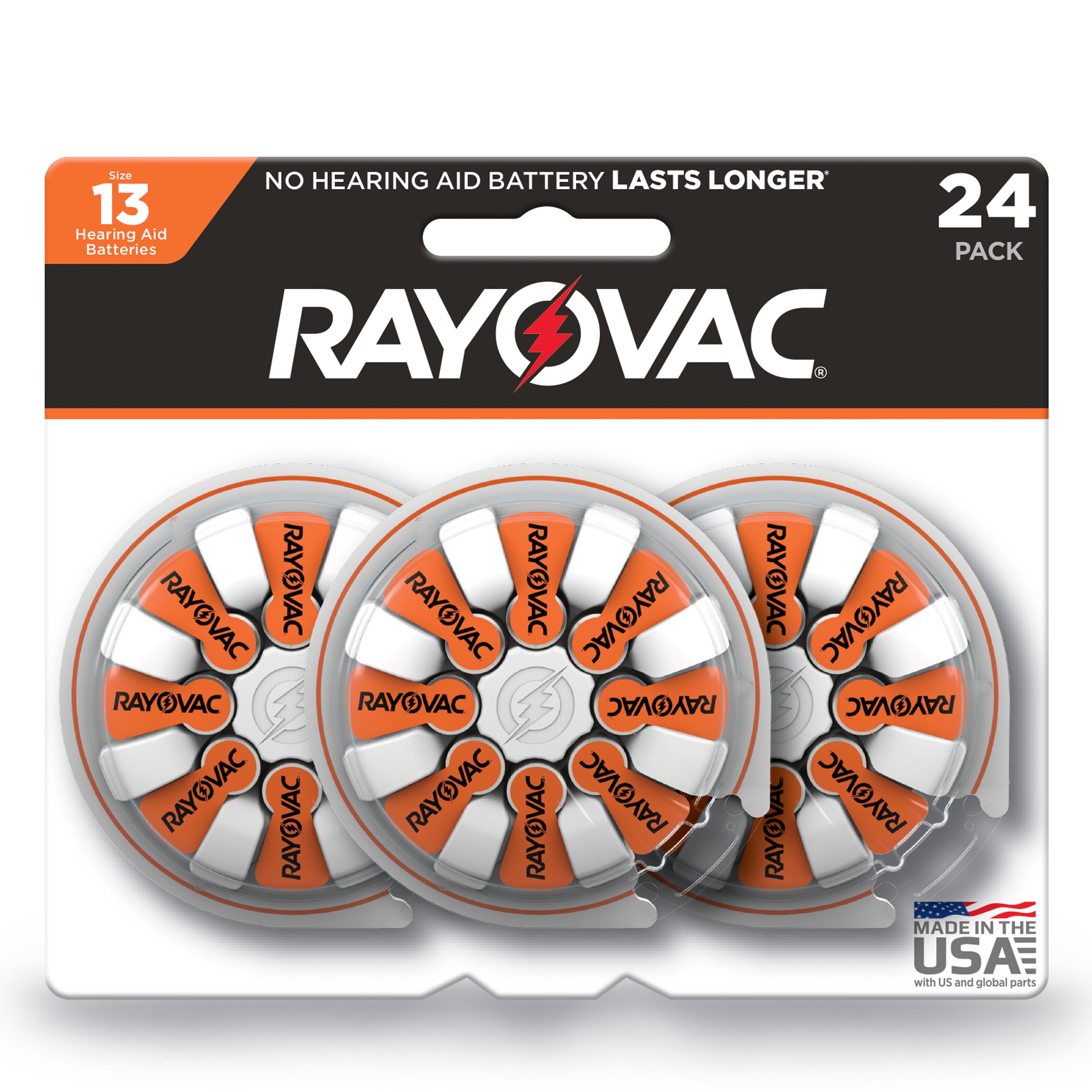 Rayovac Hearing Aid Batteries Size 13, Orange Tab (24 Count) Walmart