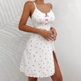 thumbnail image 5 of Endives Women's Nightgown Sleepshirt Heart Print Flared Slit Out Halter Sleepdress Comfortable Lounge Dress Night Wear Summer Nightgown, 5 of 6